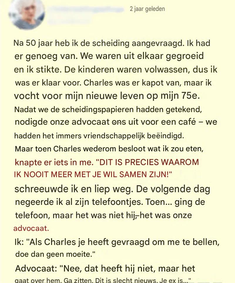 Na 50 jaar huwelijk vroeg ik een scheiding aan, maar zijn brief brak mijn hart.