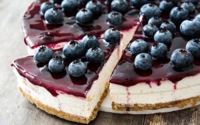 Koude cheesecake met bosbessen