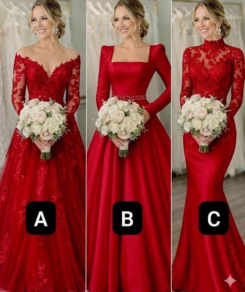Drie jurken. Wacht even. Welke zou jij kiezen? A, B of C? 👰