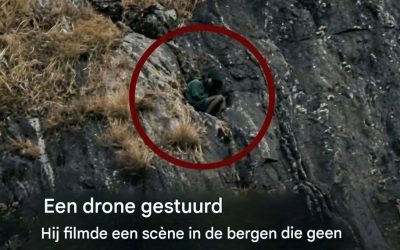 Een dronefoto boven de bergen toont een tafereel dat geen mens ooit zal zien.