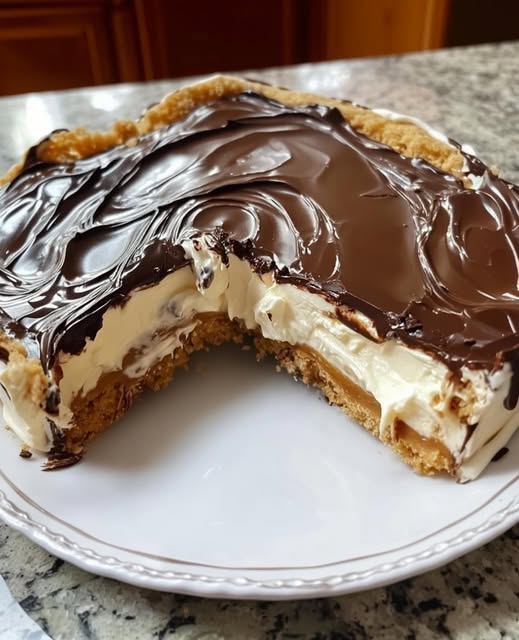 Chocolade-éclairtaart zonder bakken, makkelijk en onweerstaanbaar.