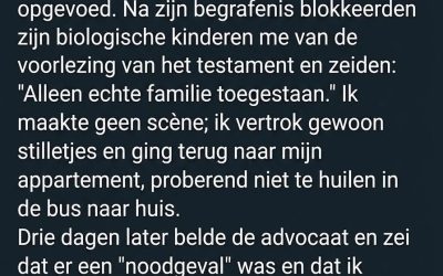 Ik Werd Gedwongen de Voorlezing van het Testament van Mijn Stiefvader te Verlaten — Drie Dagen Later Belde de Advocaat Me Terug
