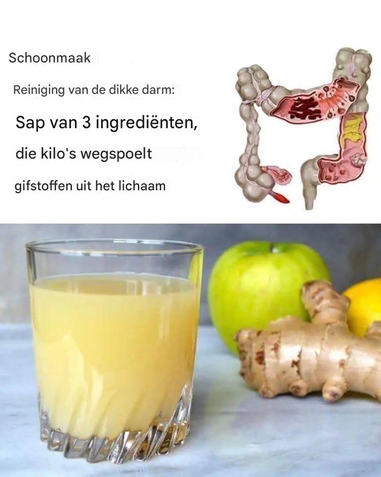 Sap voor darmreiniging: Appels, gember en citroen spoelen gifstoffen uit het lichaam.