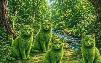 Hoeveel groene katten kun je vinden? Het antwoord vind je via de link.