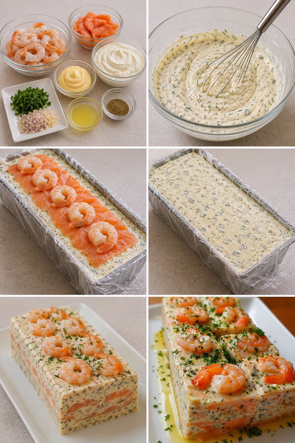 Terrine van gerookte zalm en garnalen: een elegant voorgerecht voor elke gelegenheid.