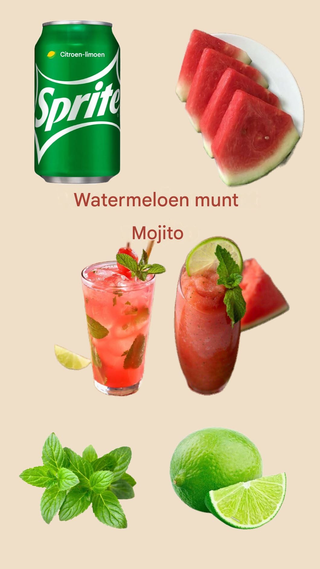 Mojito met watermeloen, munt en Sprite – Een van de meest verfrissende zomerdrankjes.