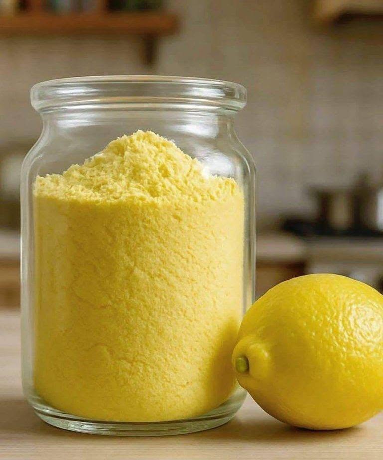 Citroenpoeder maken is heel eenvoudig: een klein beetje is al genoeg om desserts en gerechten op smaak te brengen.