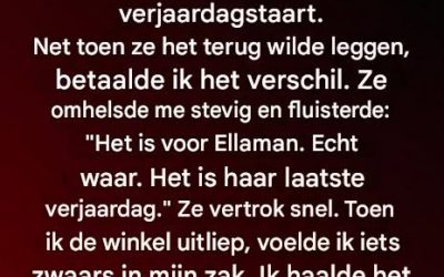 Een simpele daad van vriendelijkheid in de winkel, dat zal ik altijd onthouden.