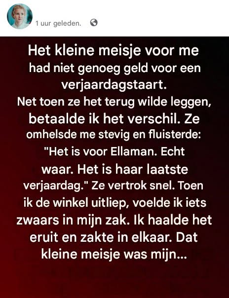 Een simpele daad van vriendelijkheid in de winkel, dat zal ik altijd onthouden.