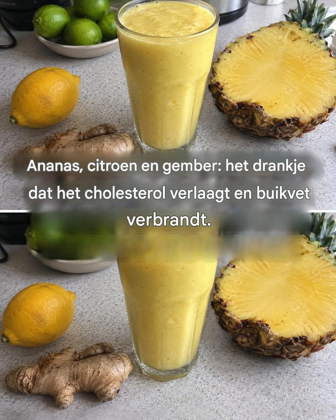 Ananas, citroen en gember: het genezende drankje dat buikvet verbrandt.