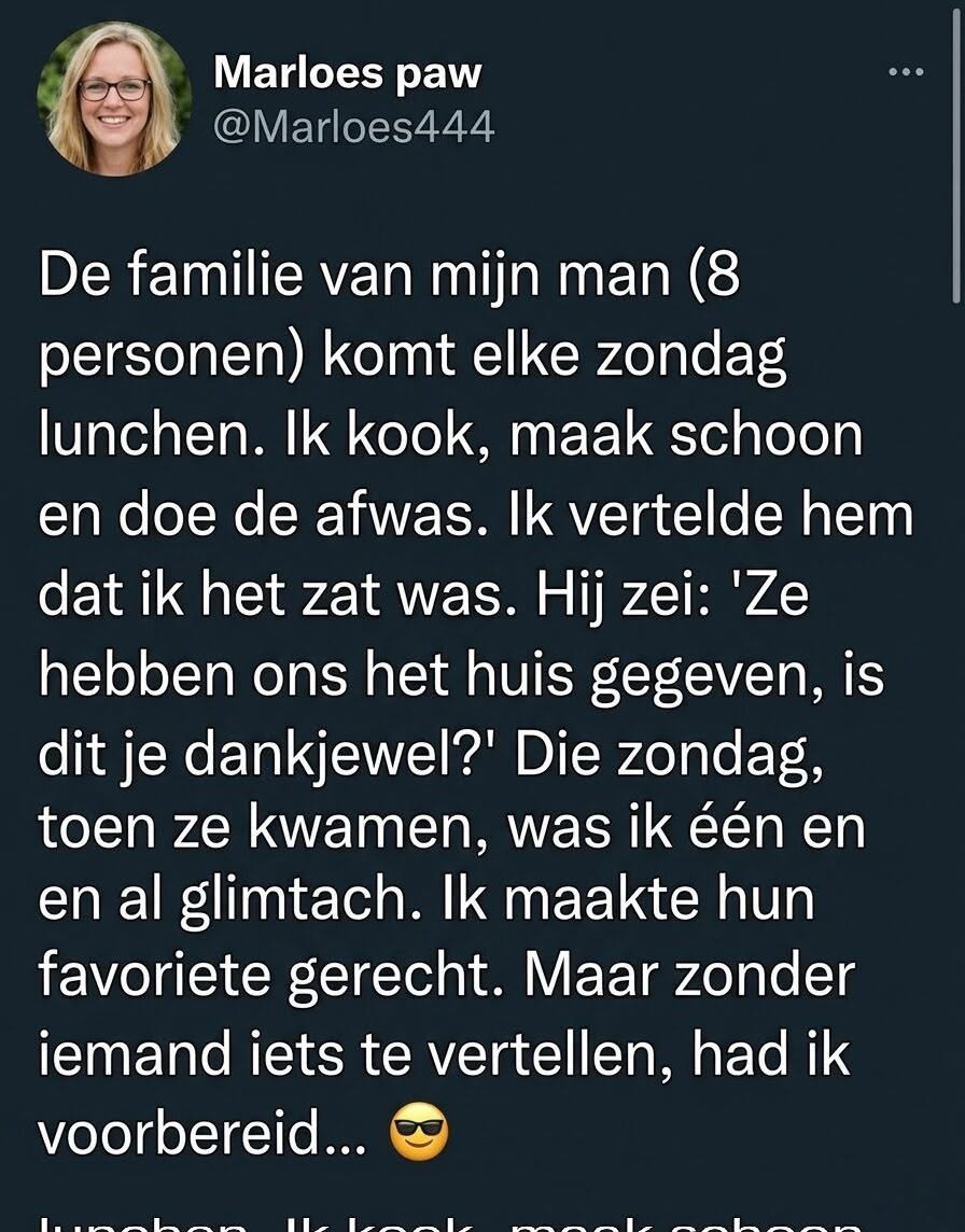 Mijn Man Zei Dat Ik Moest Stoppen Met Klagen en Voor Zijn Familie Moest Koken — Mijn Stille Les Maakte…
