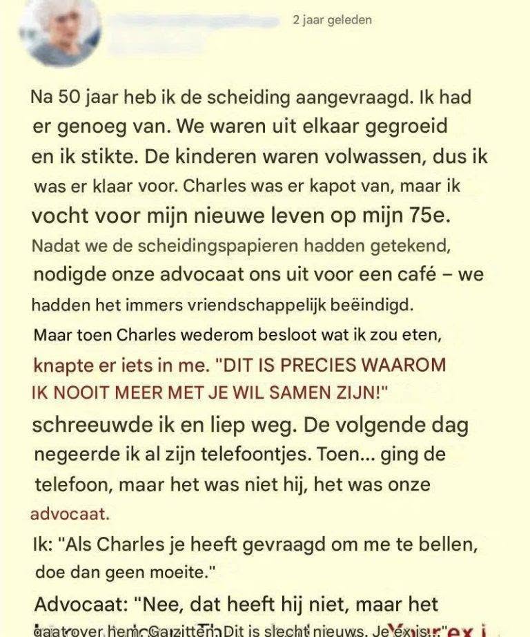 Na 50 jaar huwelijk vroeg ik een scheiding aan, maar zijn korte rem mijn hart.
