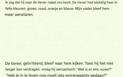 De negentigjarige en de jongeman met het excentrieke kapsel wisselden speelse plagerijen uit.