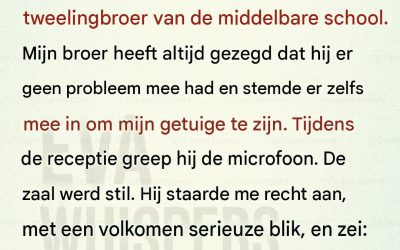 Mijn tweelingbroer greep de microfoon op mijn bruiloft en zei: “Vandaag neem ik wraak!” – maar zijn volgende actie bracht iedereen tot tranen.