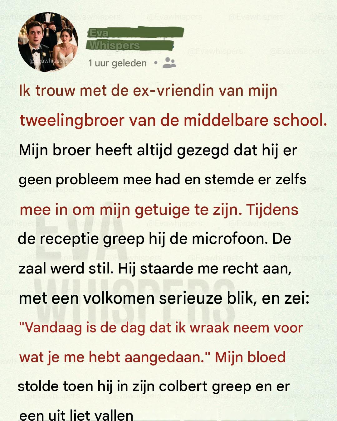 Mijn tweelingbroer greep de microfoon op mijn bruiloft en zei: “Vandaag neem ik wraak!” – maar zijn volgende actie bracht iedereen tot tranen.